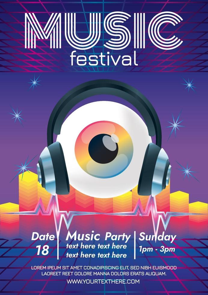 affiche du festival de musique oeil surréaliste vecteur