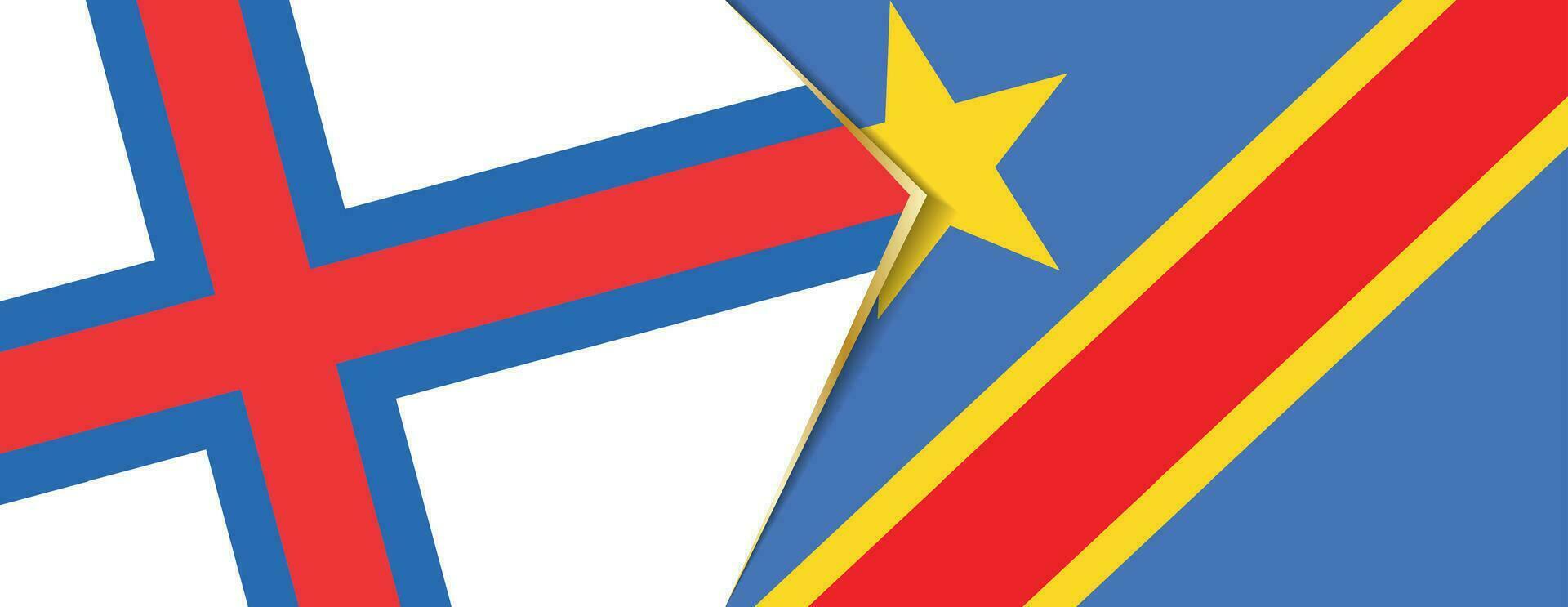 Féroé îles et dr Congo drapeaux, deux vecteur drapeaux.