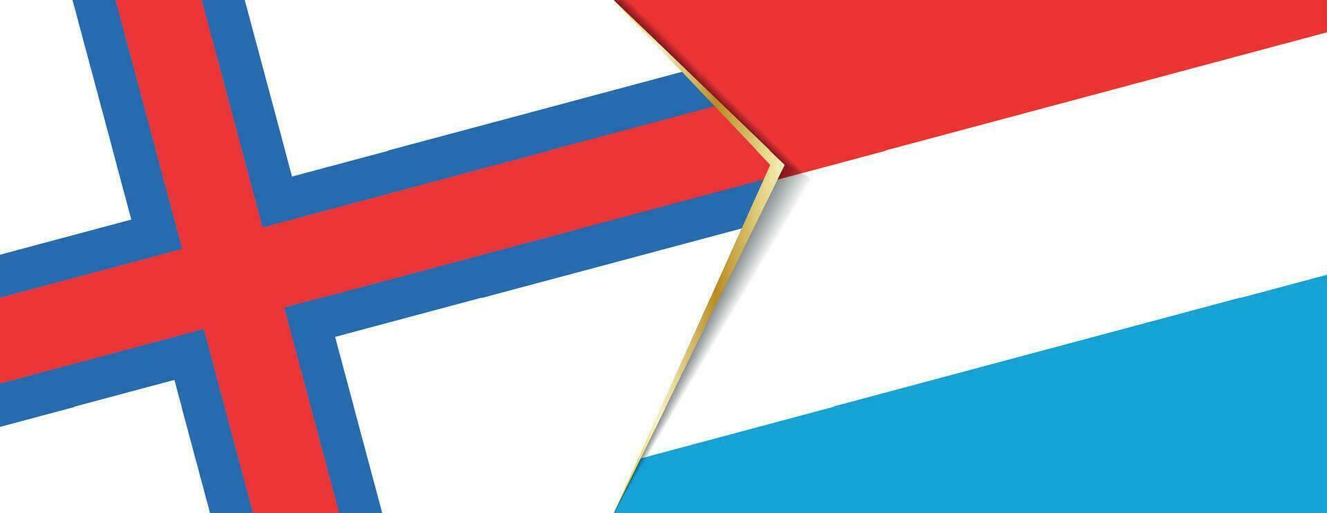 Féroé îles et Luxembourg drapeaux, deux vecteur drapeaux.