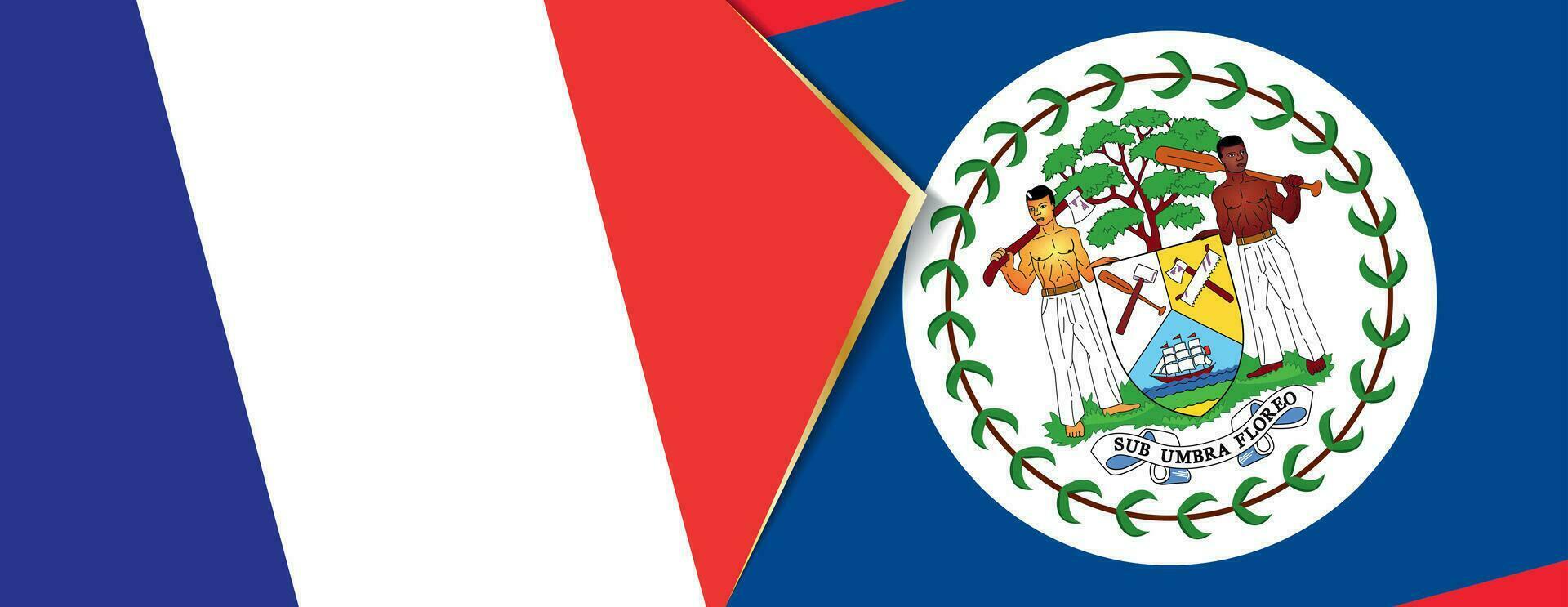 France et Belize drapeaux, deux vecteur drapeaux.