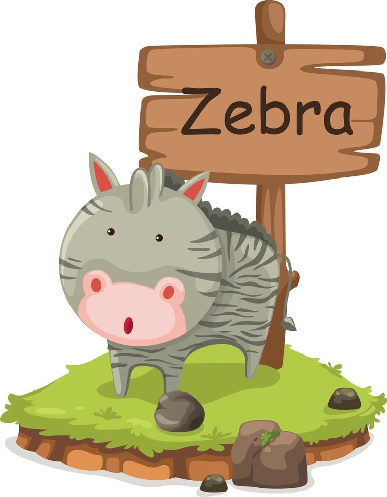 lettre de lalphabet animal z pour vecteur dillustration zèbre