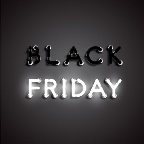Signe de néon réaliste «vendredi noir», illustration vectorielle vecteur