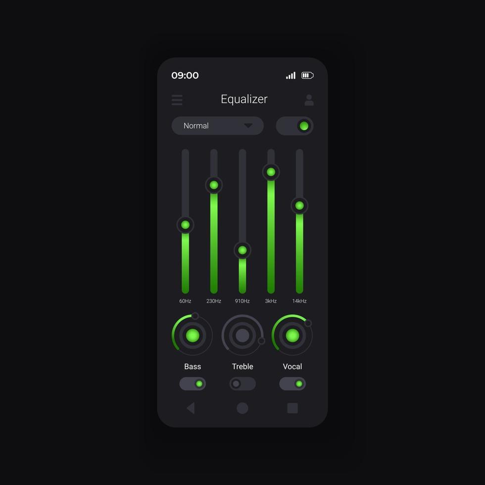 modèle vectoriel d'interface de smartphone d'égalisation audio