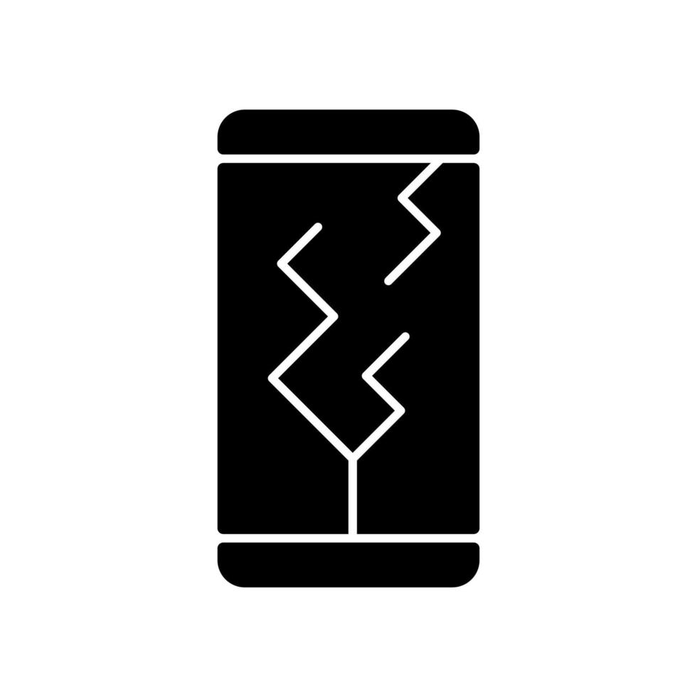 icône de glyphe noir de dommages à l'écran vecteur