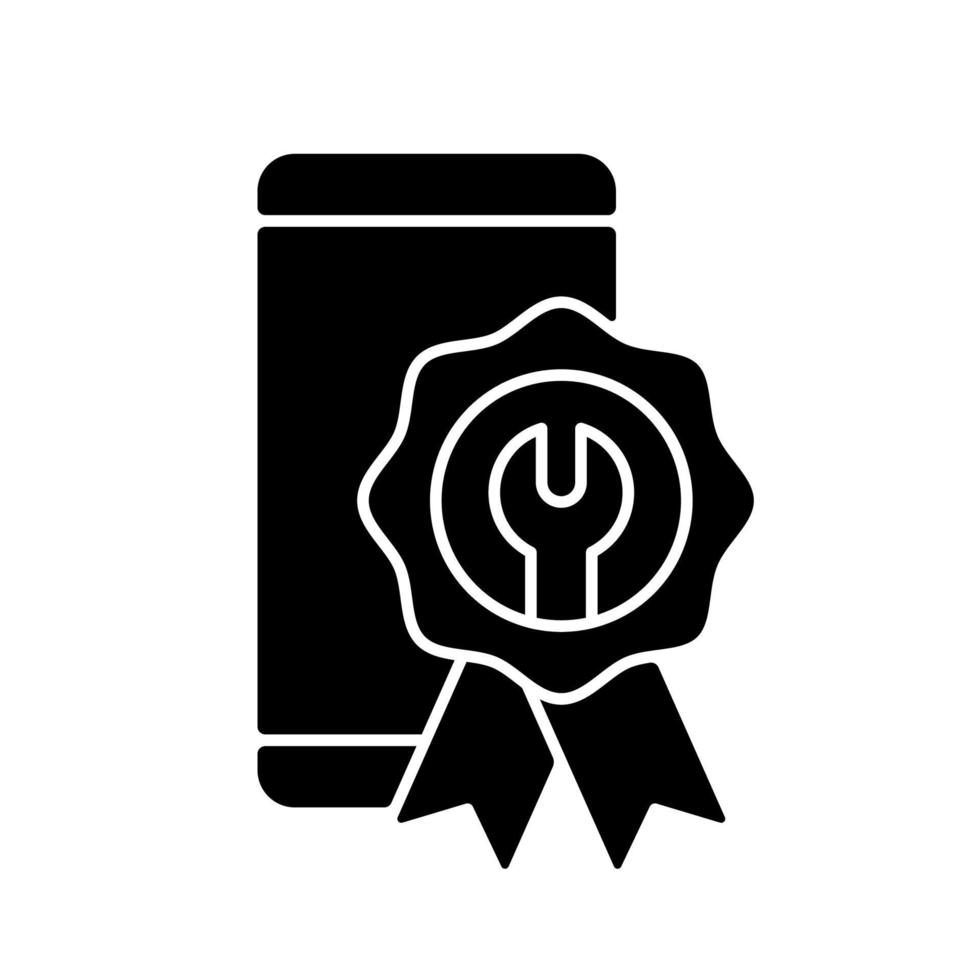 icône de glyphe noir de réparations certifiées vecteur