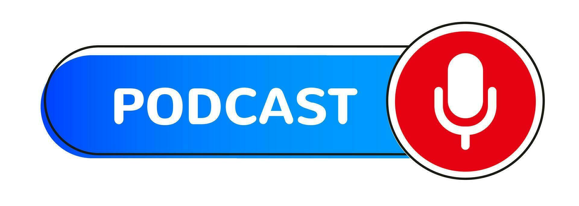 Podcast emblème avec microphone isolé vecteur