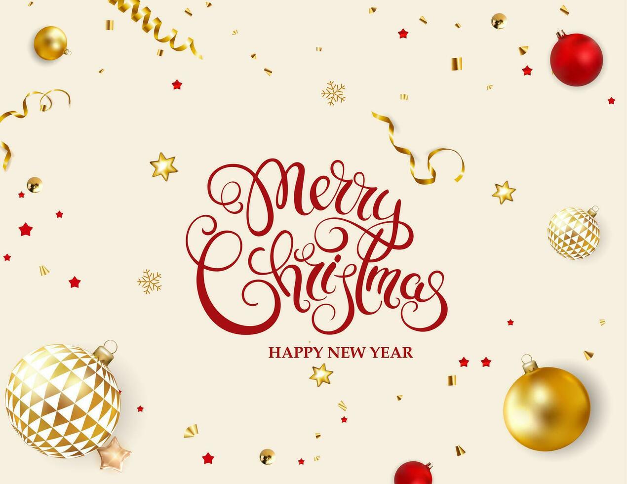 joyeux Noël et content Nouveau année élégant typographie salutation sur beige vacances Contexte vecteur