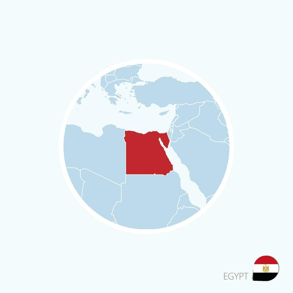 carte icône de Egypte. bleu carte de L'Europe  avec Souligné Egypte dans rouge couleur. vecteur