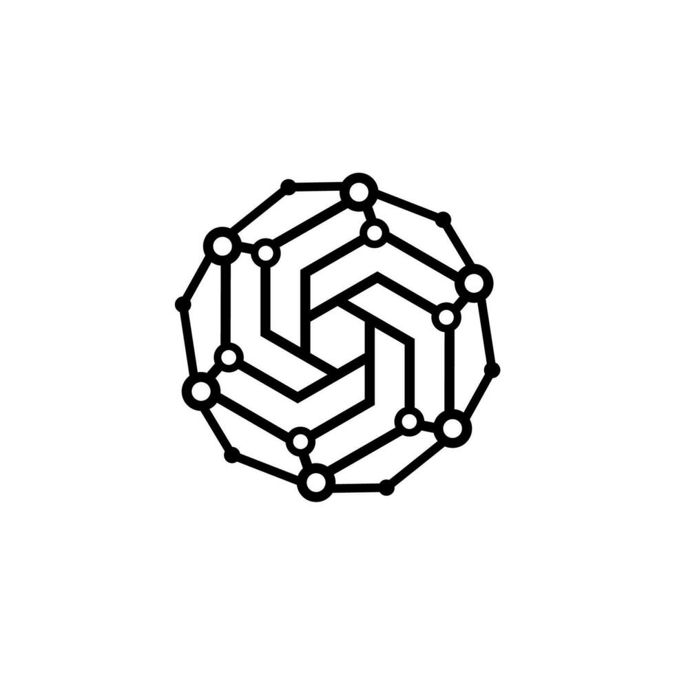 hexagone logo. technologie logo. moderne globe réseau lien La technologie l'Internet la toile logo conception vecteur