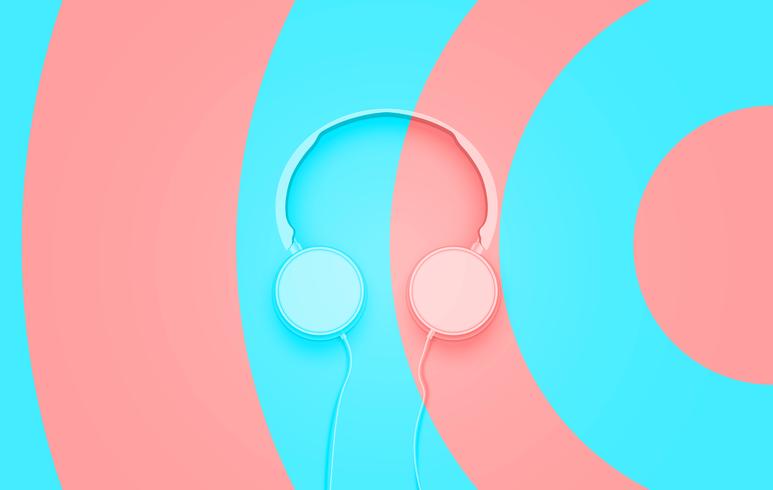 Casque de couleur pastel avec cercle divisé en 3D réaliste vecteur