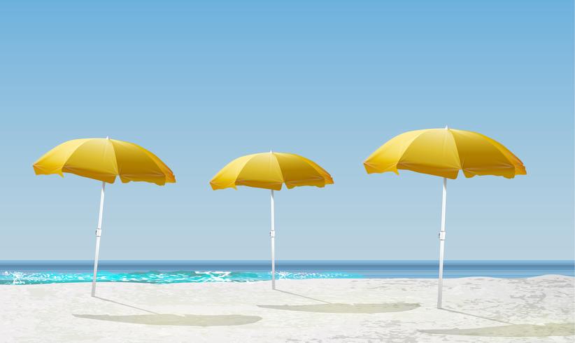Paysage de plage en lumière du jour réaliste avec shaders, illustration vectorielle vecteur