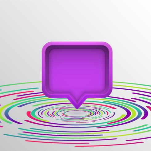 Bulle de dialogue 3D réaliste avec des cercles colorés, illustration vectorielle vecteur