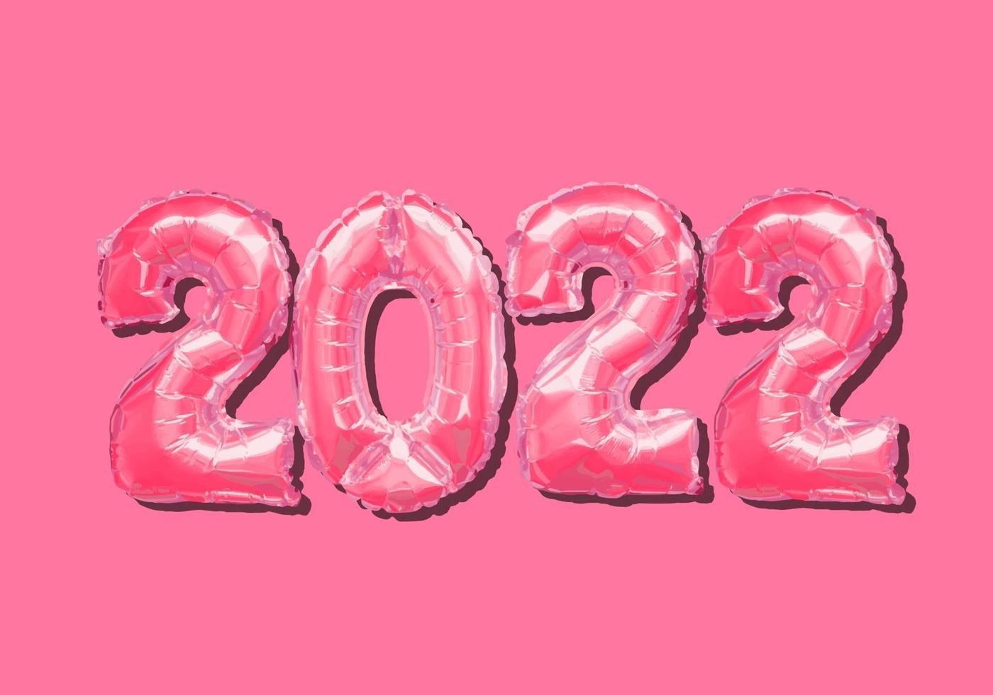 nouvel an 2022, ballons en aluminium rose avec numéro 2022 vecteur