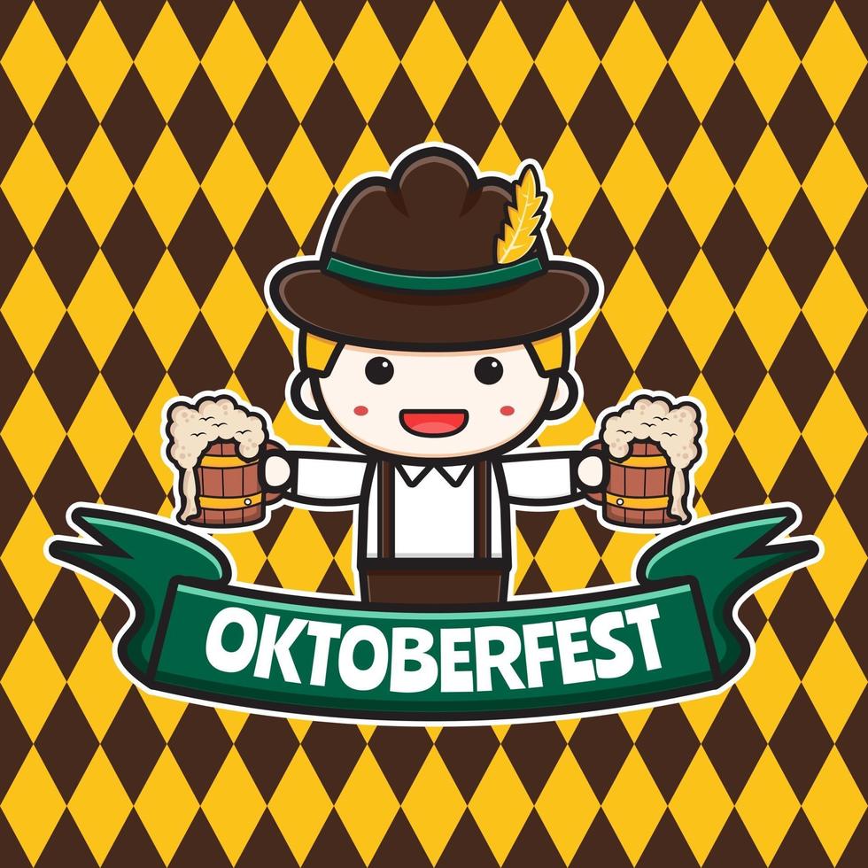 illustration d'icône de dessin animé mignon oktoberfest célébration affiche vecteur