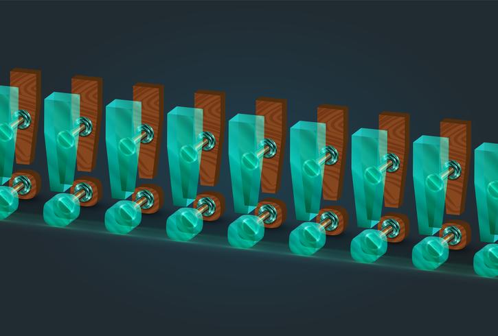 Caractères de point d&#39;exclamation bois et verre très détaillés, illustration vectorielle vecteur