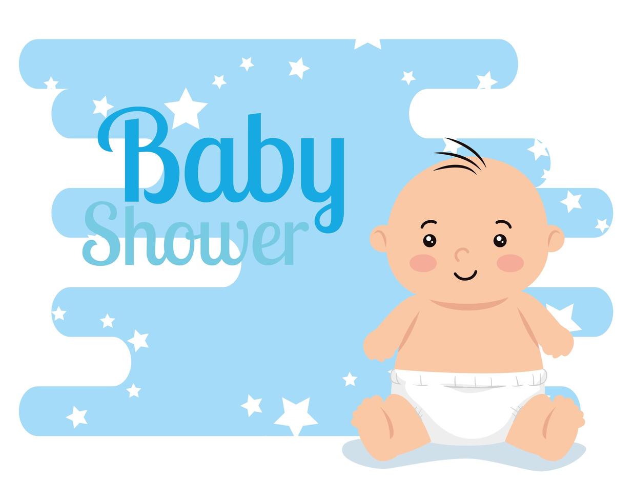 carte de douche de bébé avec mignon petit garçon et décoration vecteur