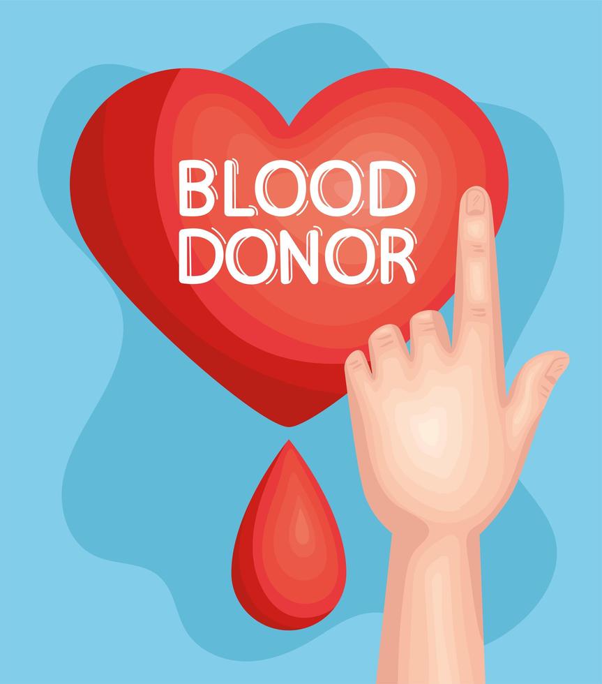 lettrage de donneur de sang dans le coeur vecteur