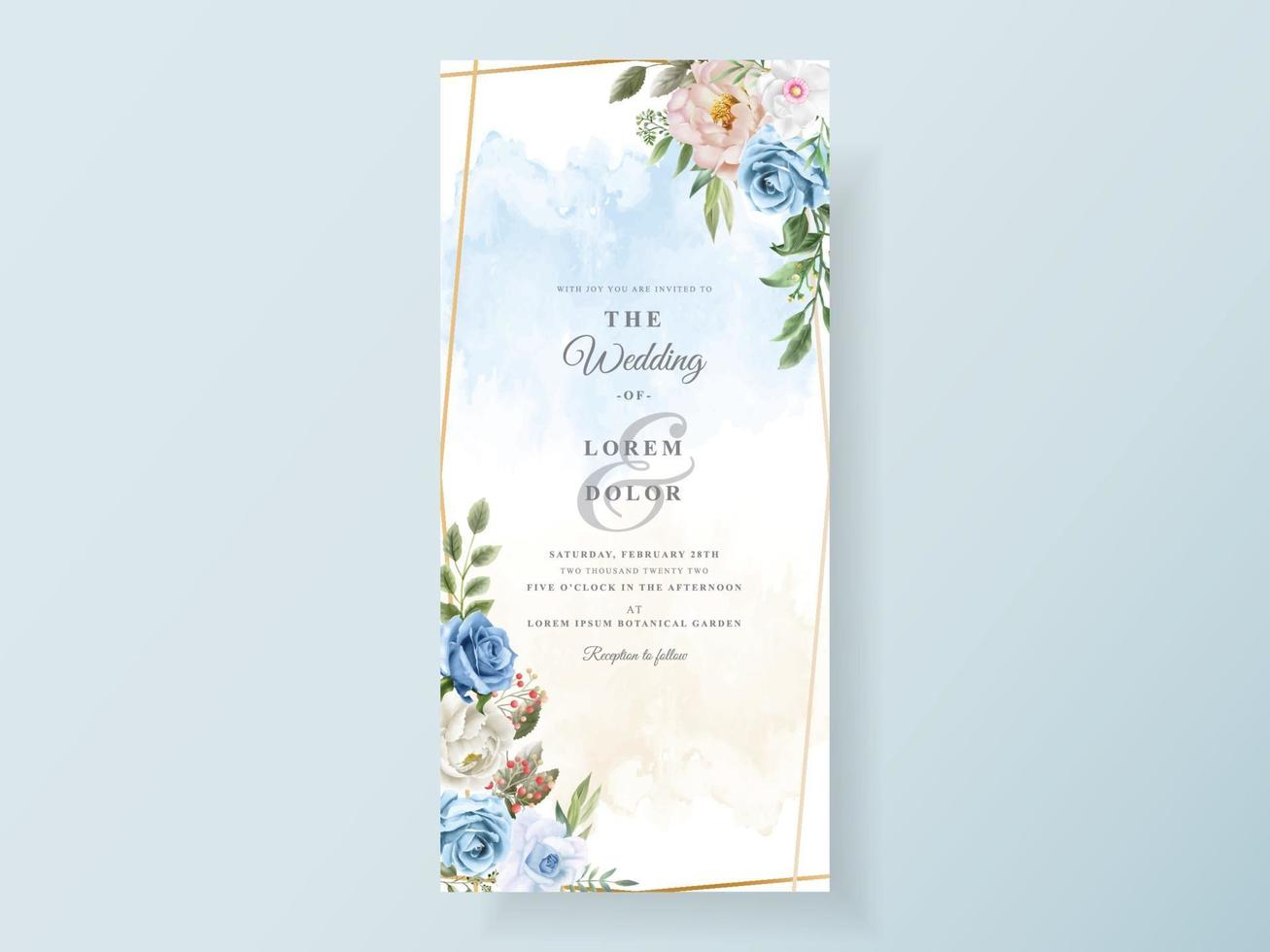 invitation de mariage avec une belle aquarelle florale vecteur