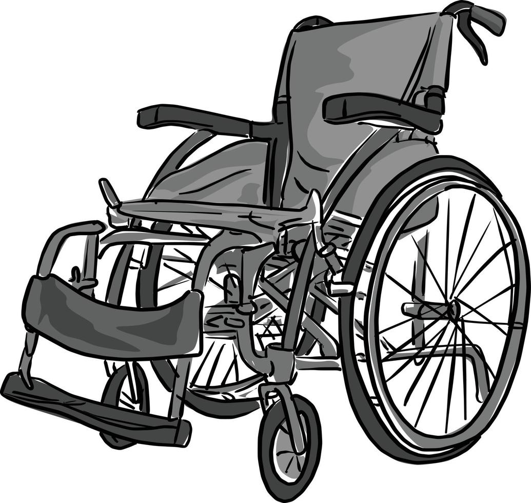 croquis d'illustration vectorielle en fauteuil roulant noir et blanc vecteur