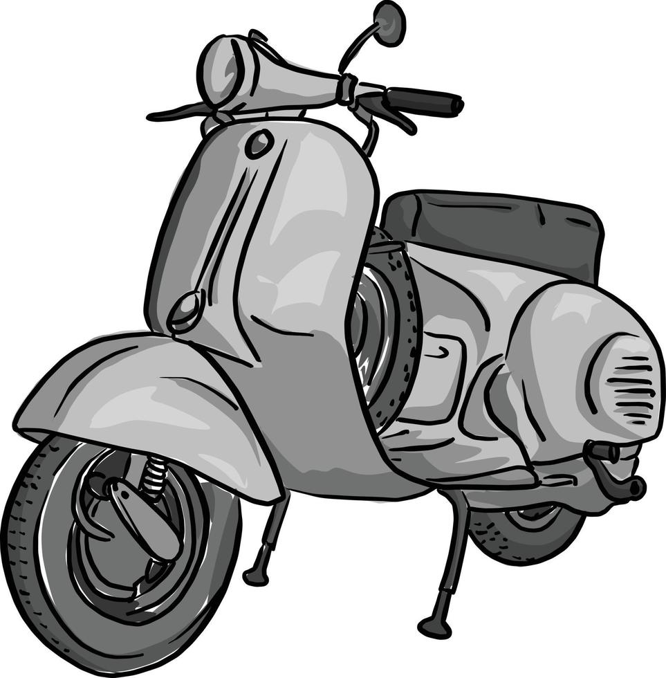 Doodle de croquis d'illustration vectorielle scooter gris rétro vecteur