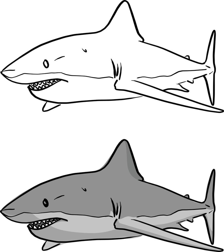 croquis d'illustration vectorielle de requin gris doodle dessinés à la main vecteur