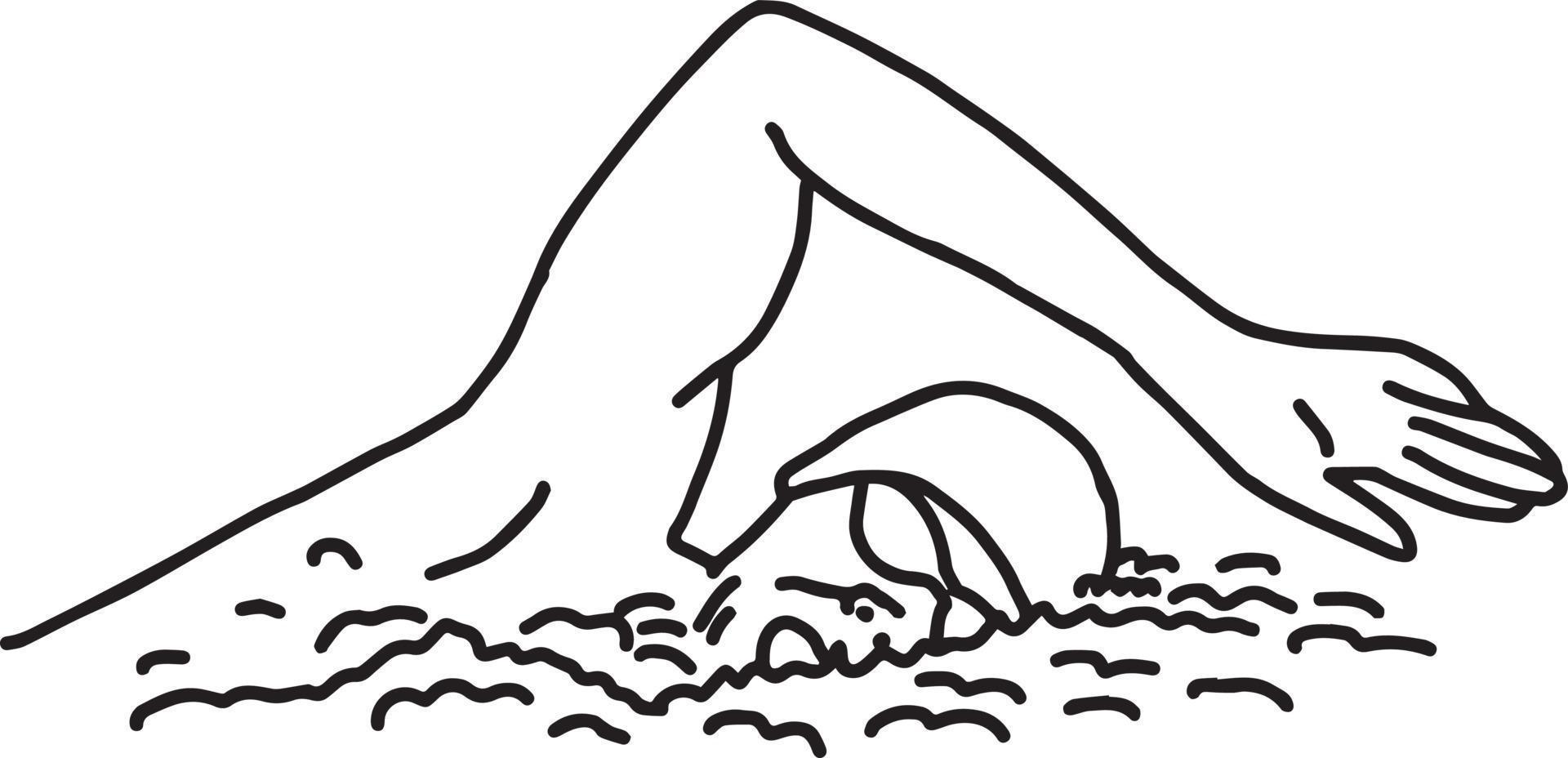 nageur - illustration vectorielle croquis dessinés à la main vecteur