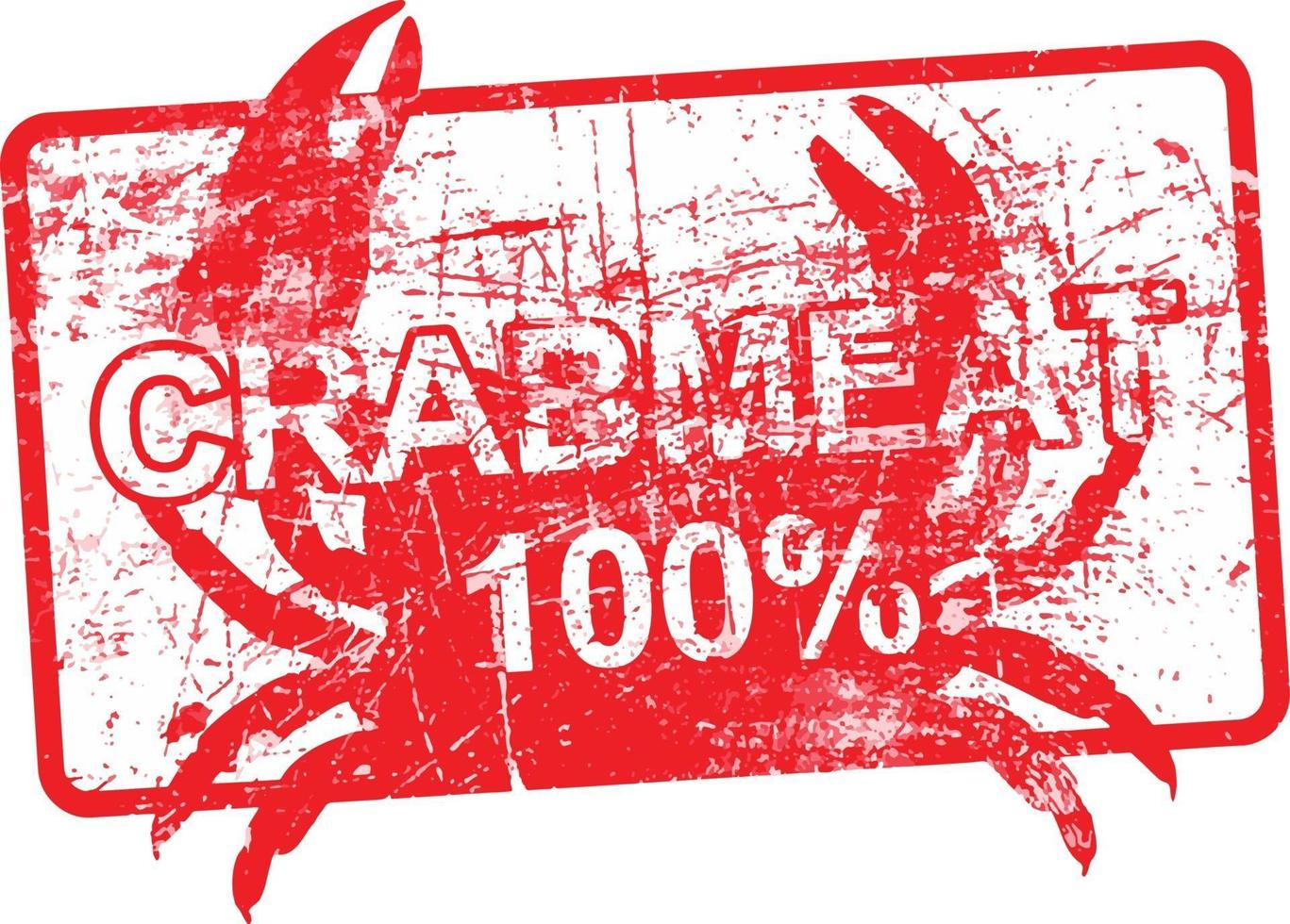 Chair de crabe 100 pour cent - timbre grungy sale en caoutchouc rouge vecteur