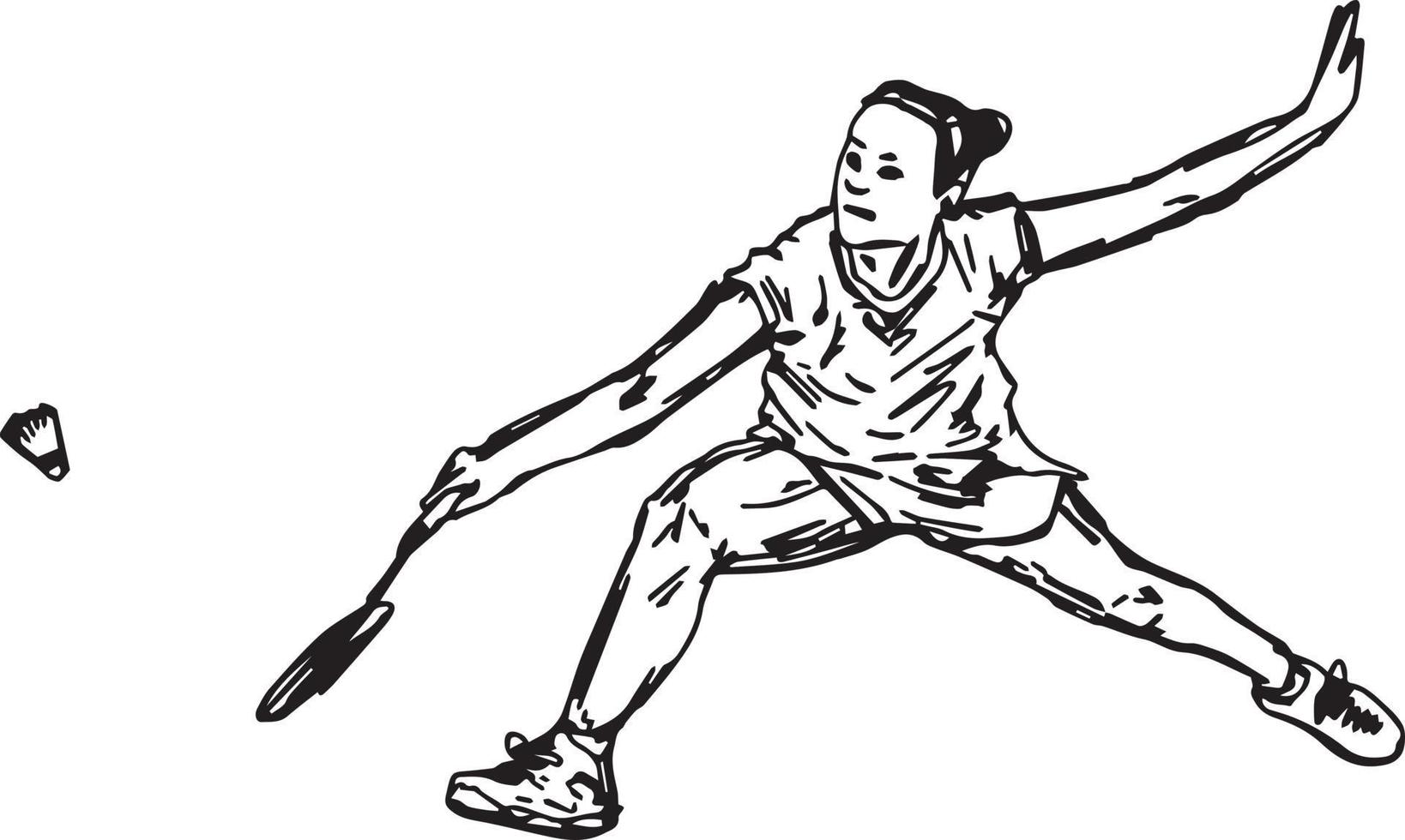 joueur de badminton professionnel faisant smash shot - vector illustration