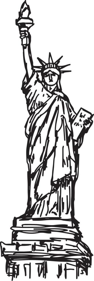 Statue de la liberté - croquis d'illustration vectorielle dessinés à la main vecteur