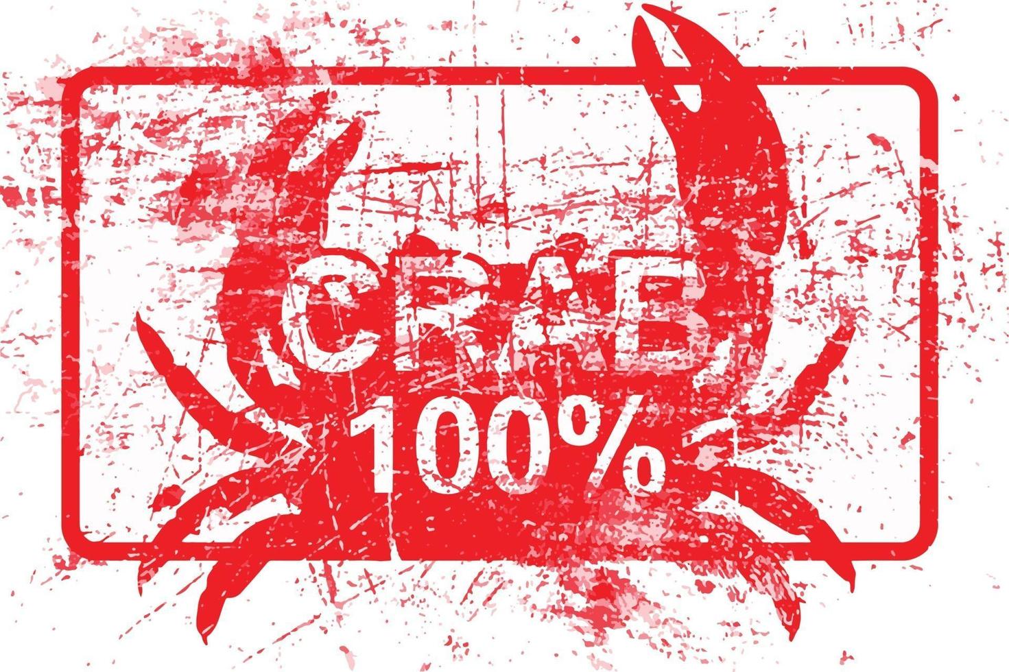 crabe 100 pour cent - timbre grungy en caoutchouc rouge vecteur
