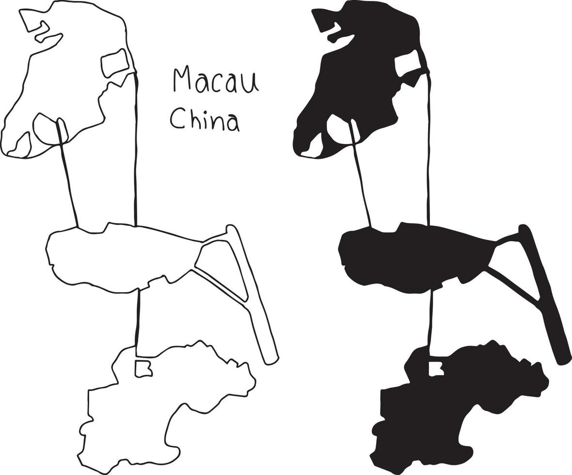 contour et silhouette carte de macao chine - vector