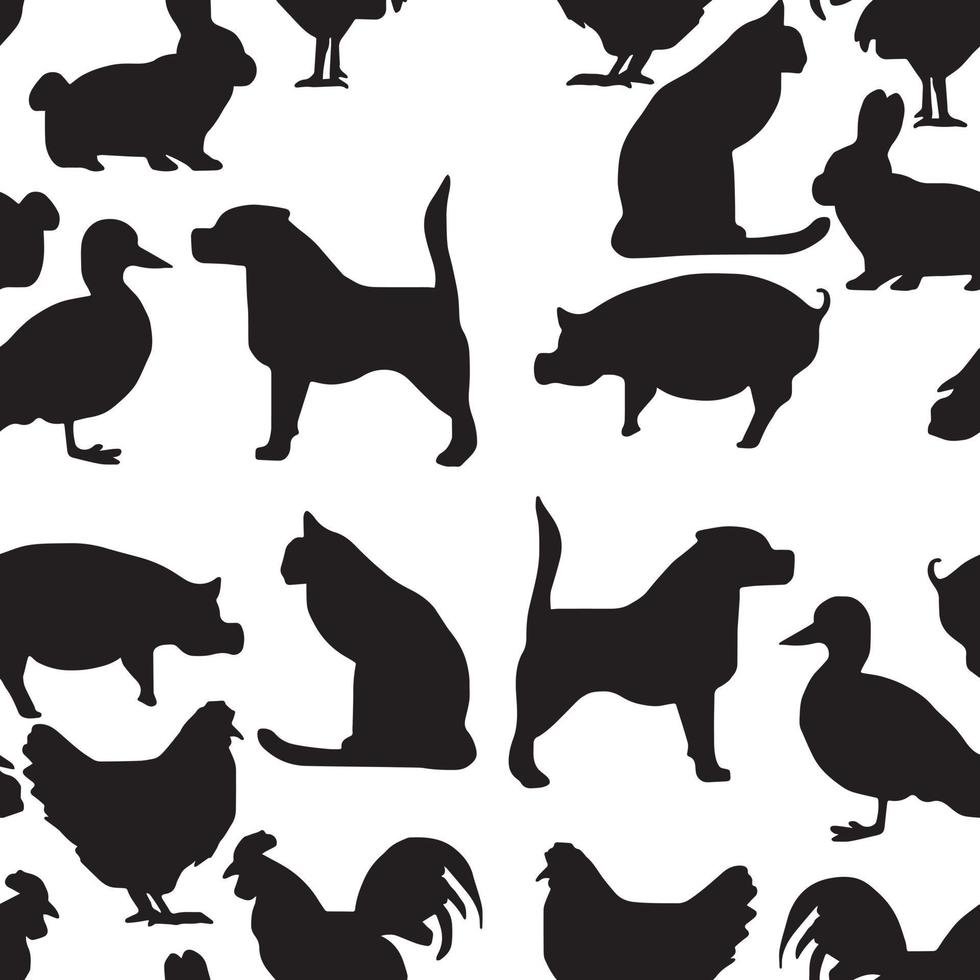 silhouette d'animaux de compagnie modèle sans couture - illustration vectorielle vecteur