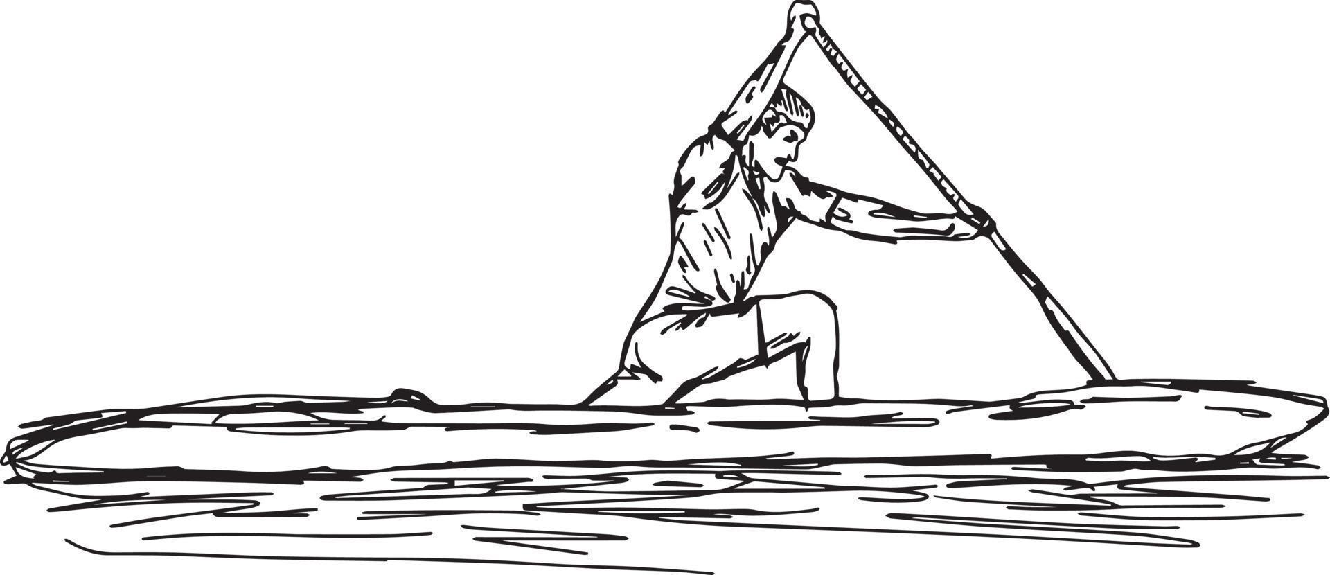 Joueur de slalom en canoë - illustration vectorielle vecteur