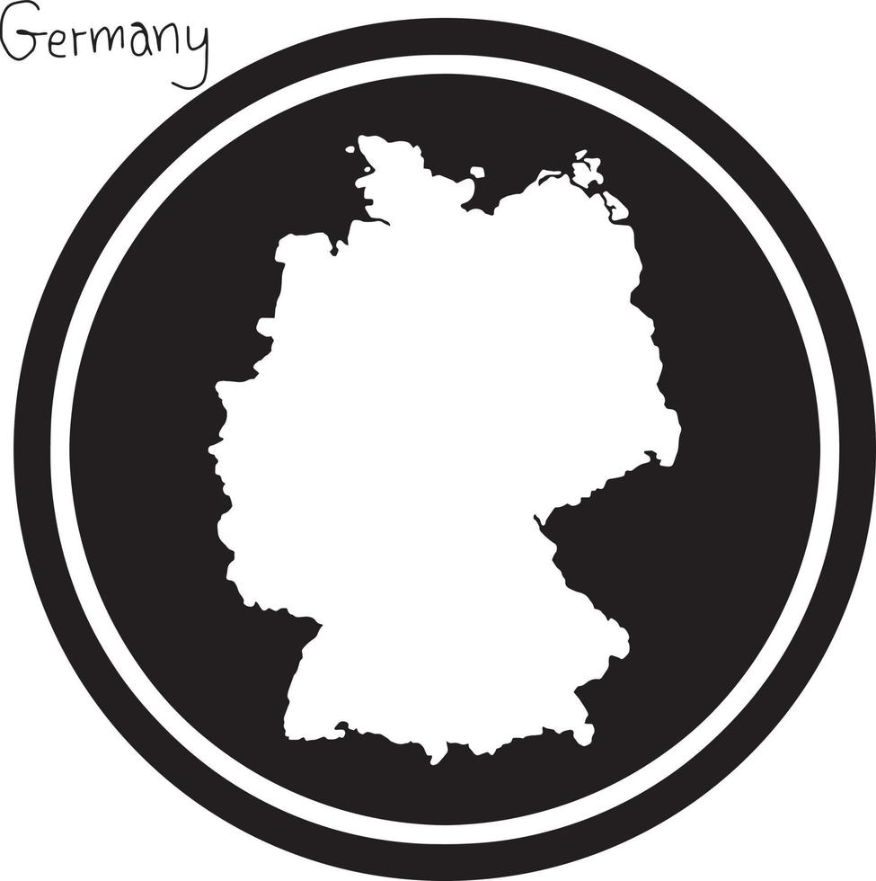 Vector illustration carte blanche de l'Allemagne sur cercle noir