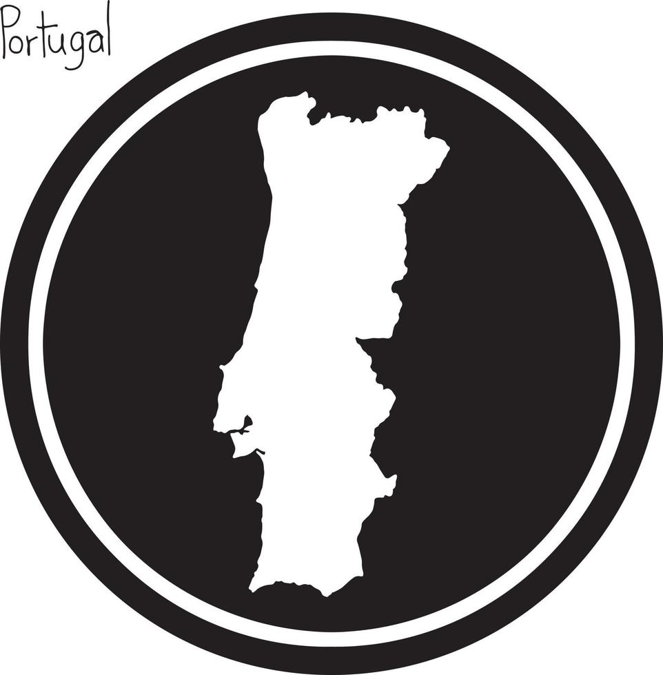 Vector illustration carte blanche du Portugal sur cercle noir