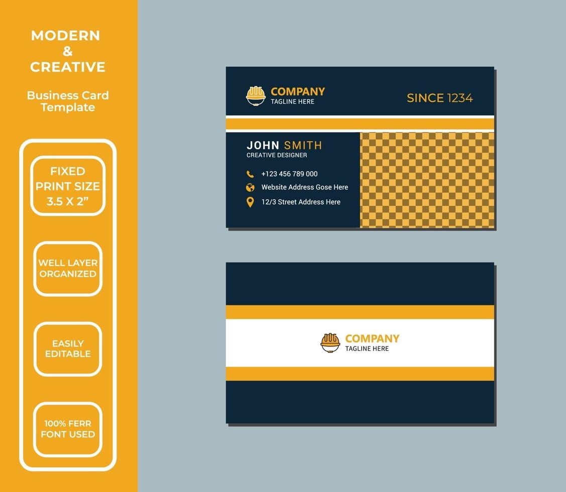 modèle de conception de carte de visite de construction vecteur