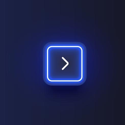 Néon coloré bouton «suivant» avec une flèche, illustration vectorielle vecteur