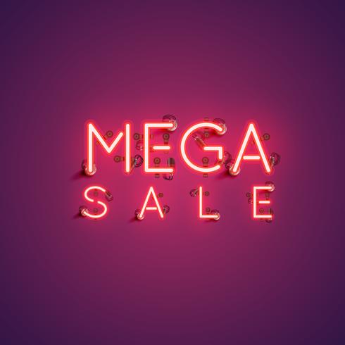 «MEGA SALE» enseigne au néon, illustration vectorielle vecteur