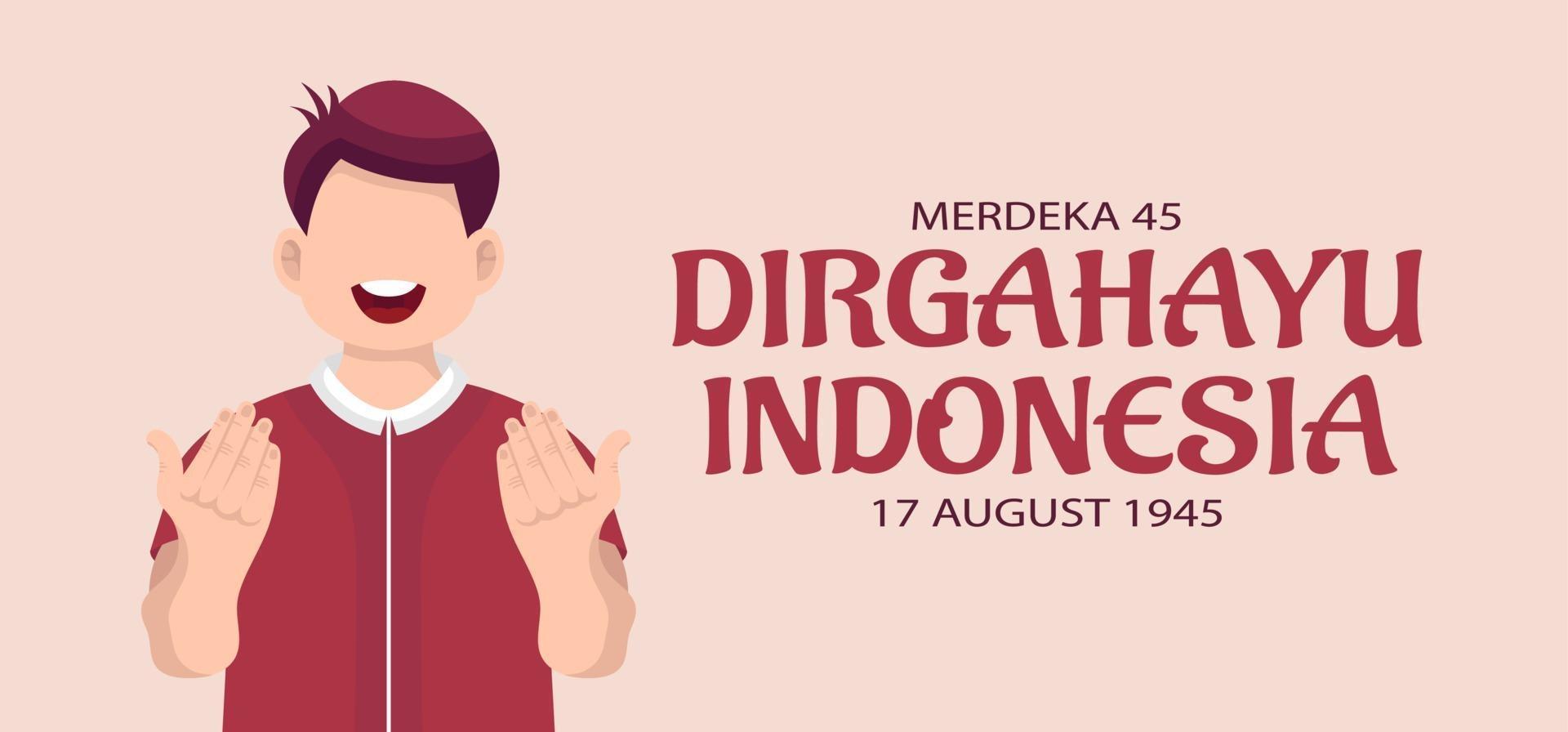 carte de voeux de célébration de la fête de l'indépendance de l'indonésie. vecteur