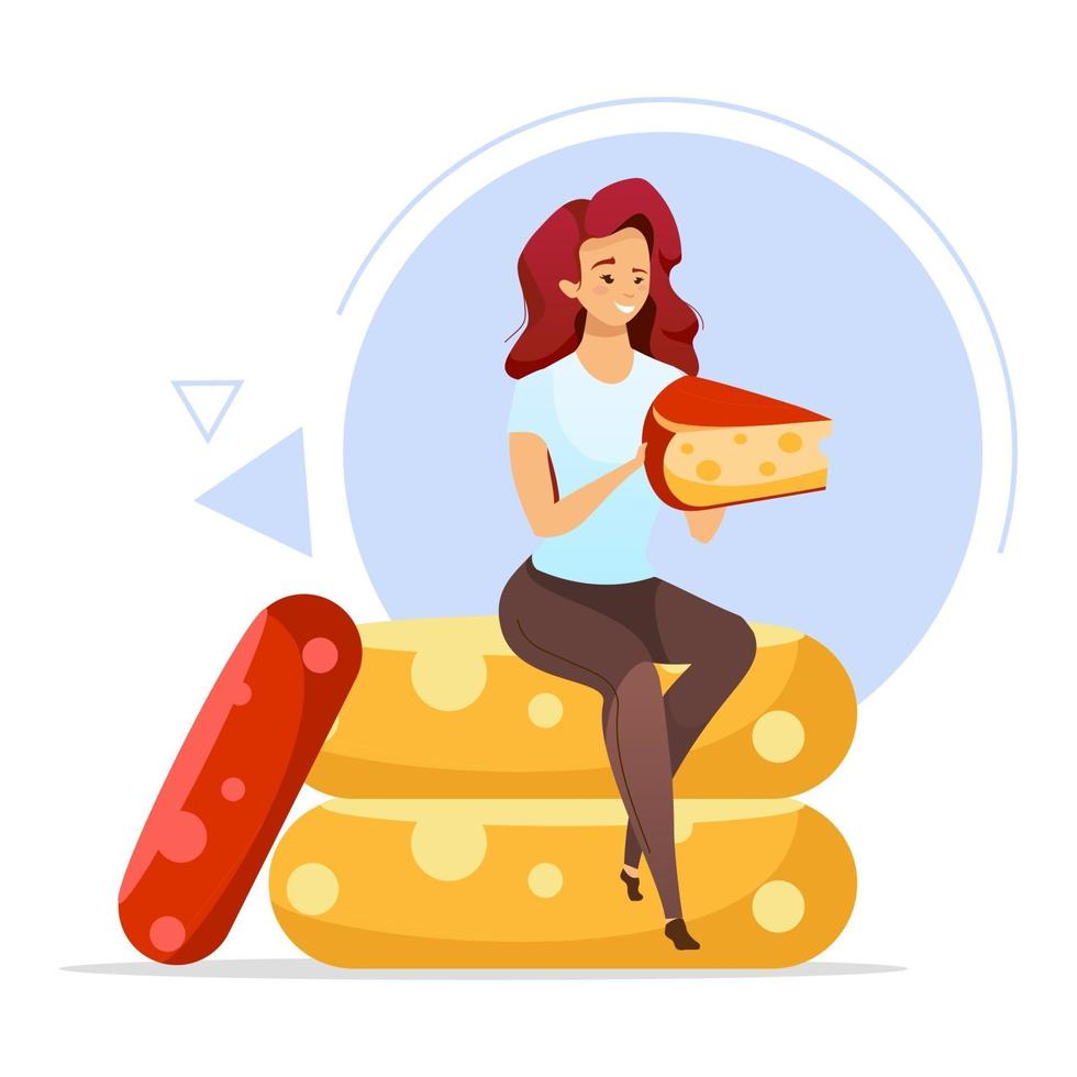 Woman holding cheese vector illustration couleur plat