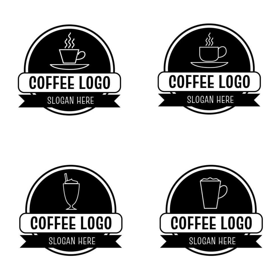 collection de logos de café en noir et blanc vecteur