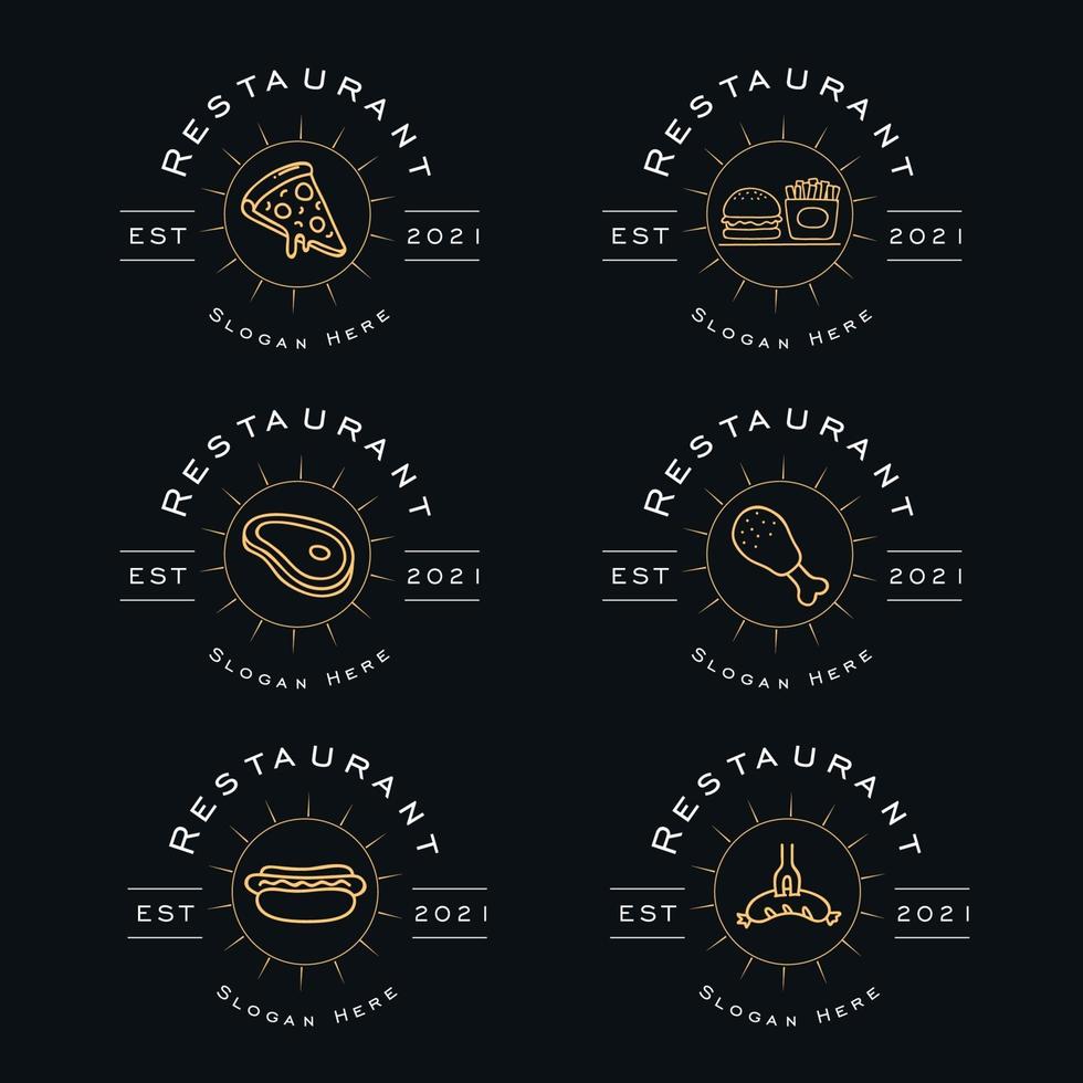 collection de logos de restaurants avec des dessins alimentaires vecteur