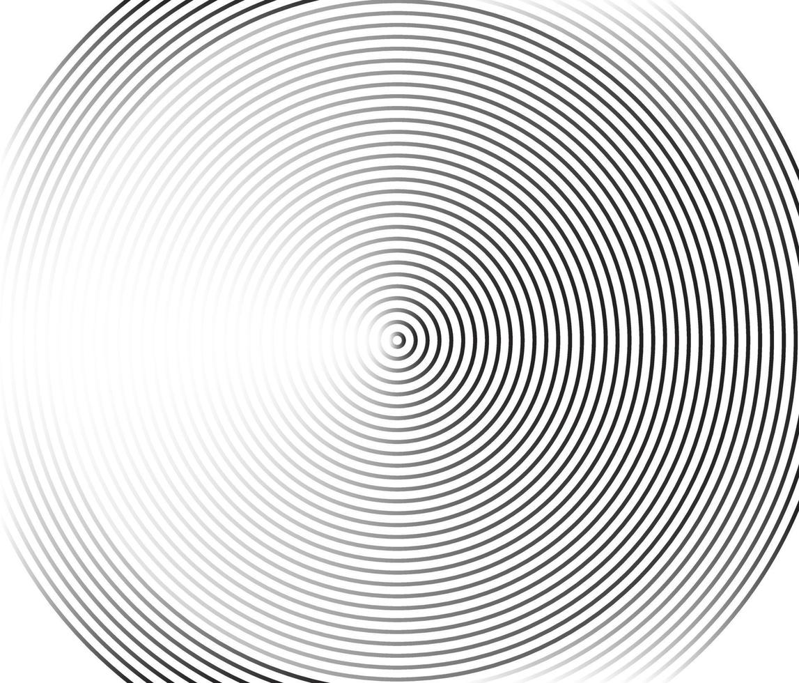 élément de cercle concentrique. bague de couleur noir et blanc. onde sonore vecteur