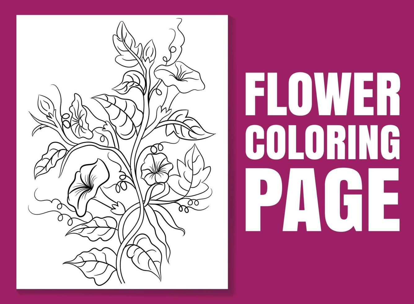 coloriage de fleurs. page de livre de coloriage pour adultes et enfants vecteur