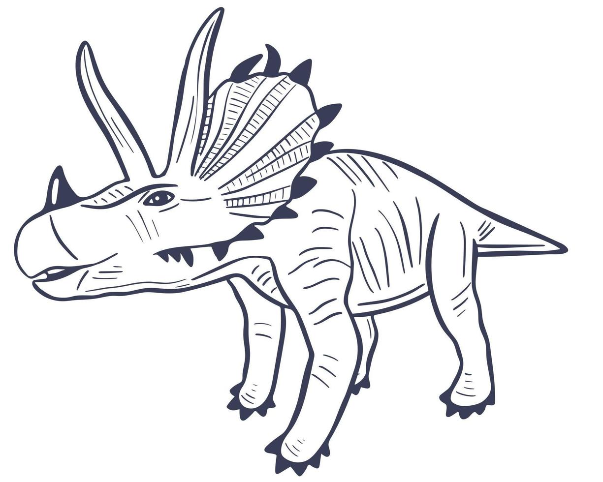 croquis, dinosaure, tricératops, vecteur, illustration vecteur