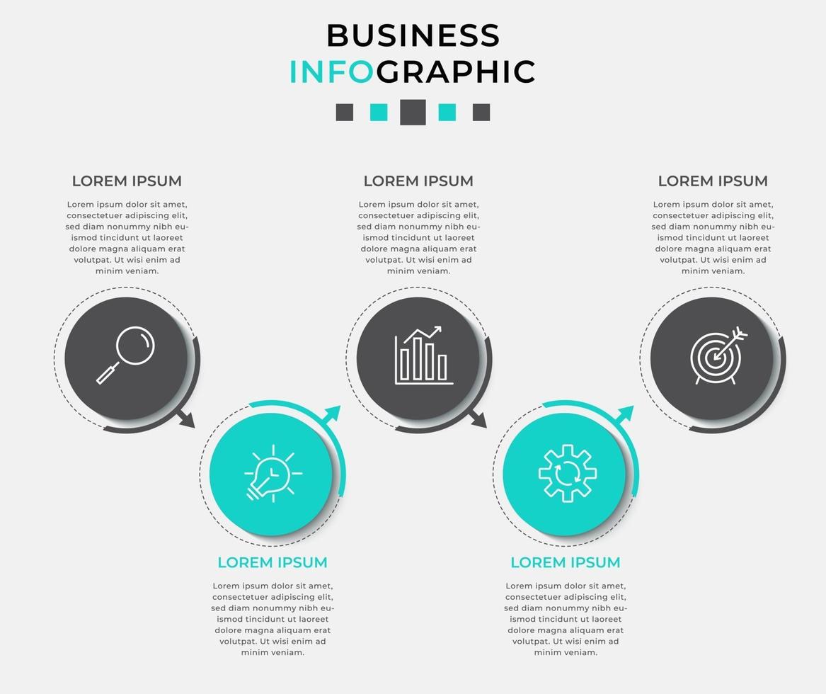 modèle d'entreprise de conception infographique avec des icônes et 5 options ou étapes vecteur