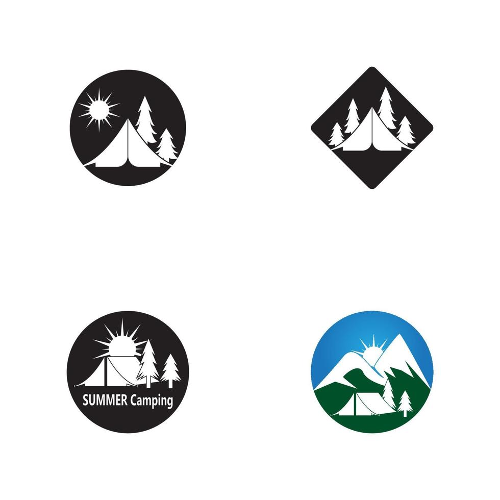 icône de camp d'été et modèle de vecteur de symbole