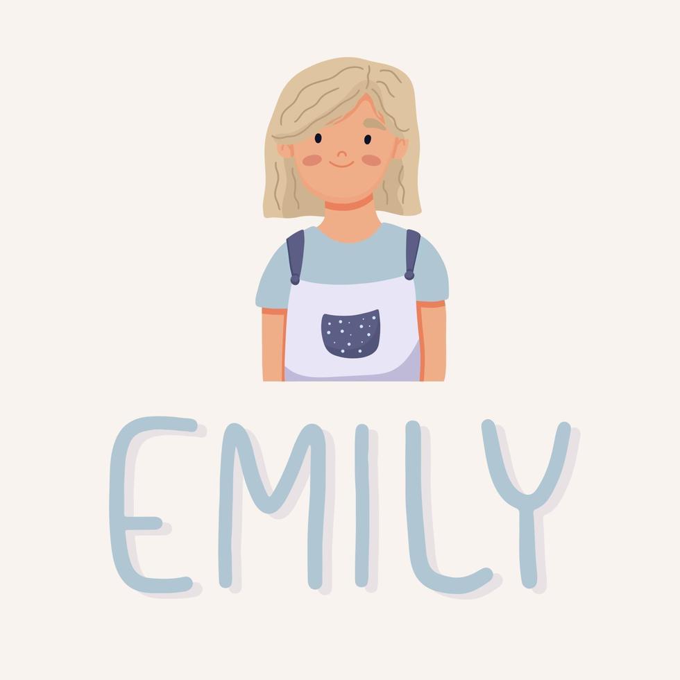 portrait de fille emily. collégien. illustration vectorielle vecteur