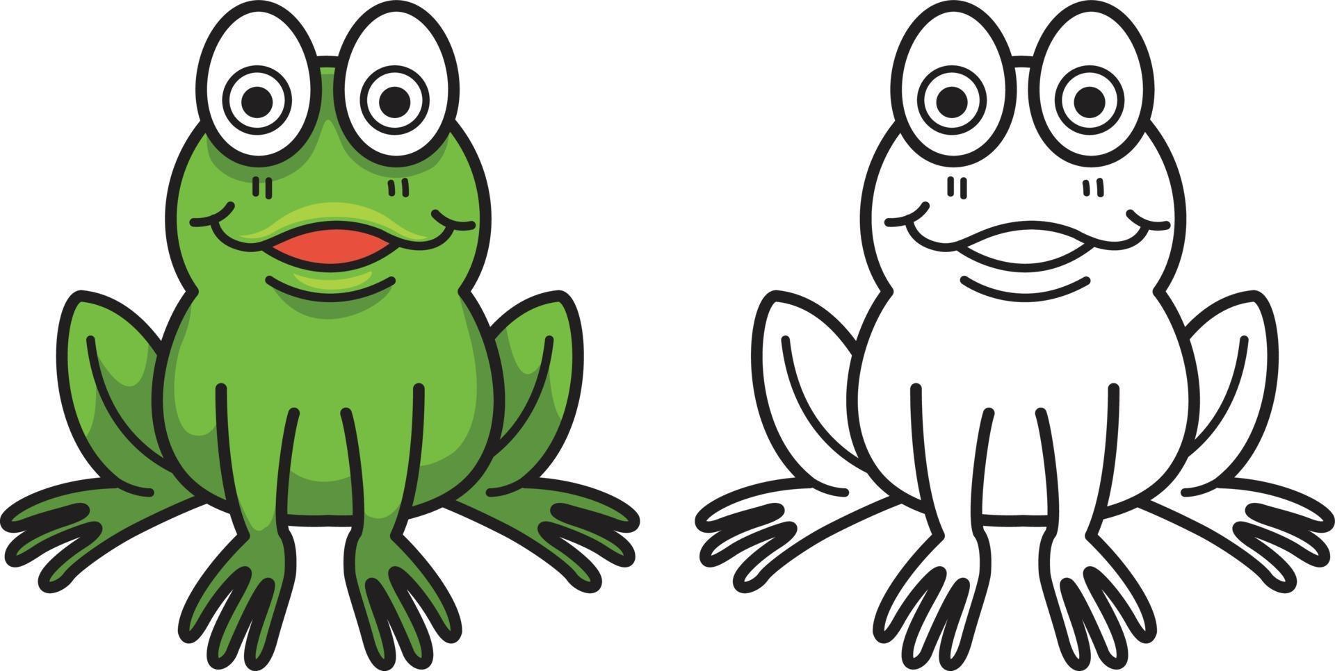 grenouille colorée et noire et blanche pour livre de coloriage vecteur