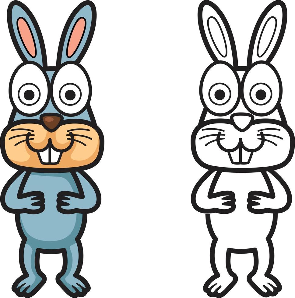 lapin coloré et noir et blanc pour cahier de coloriage vecteur